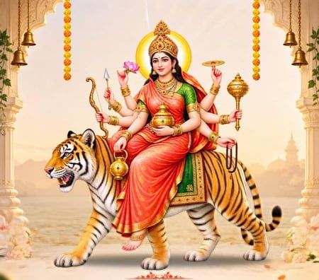 नवरात्रि के चौथे दिन मां कूष्मांडा की पूजा, श्रद्धालुओं ने सुख-समृद्धि की कामना की