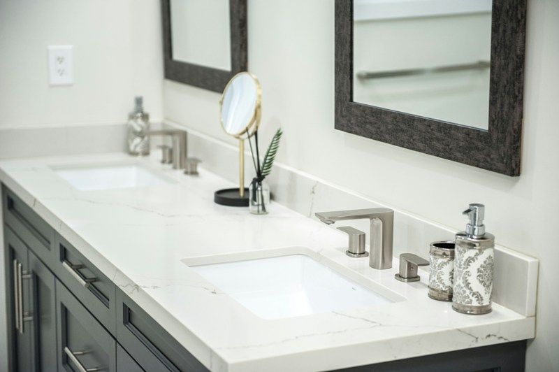 White quartz bathroom vanity countertop