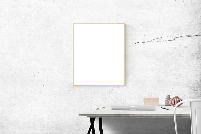 Featuring blank, frame, desk, this image fits well in blogs, ads, or creative design projects.