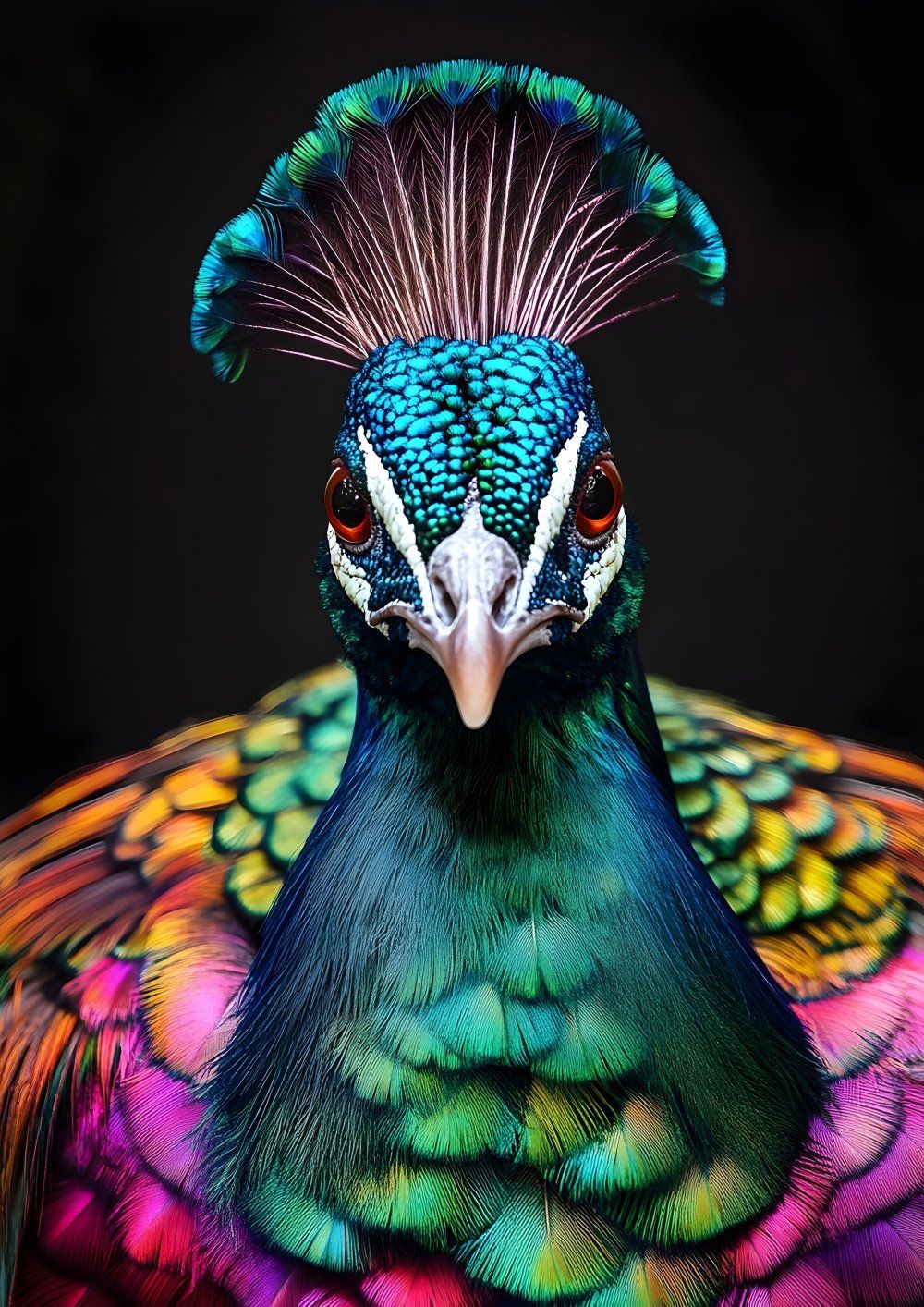 Konten Burung Peacock dengan Plumage Warna