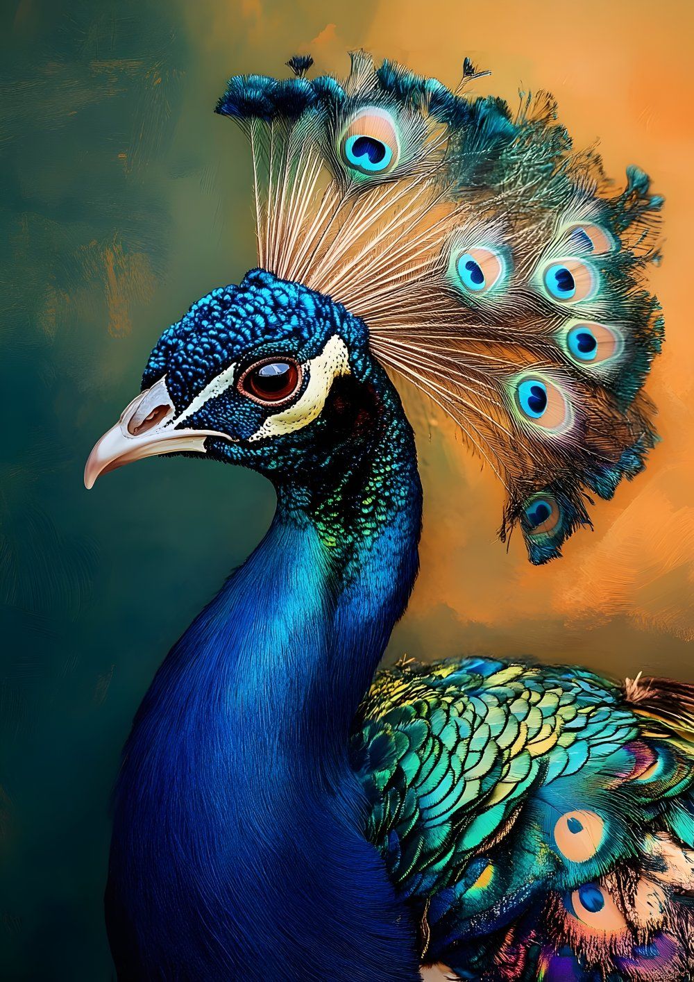 Konten Burung Pecinta dengan Rambut Biru dan Tail Fan Warna