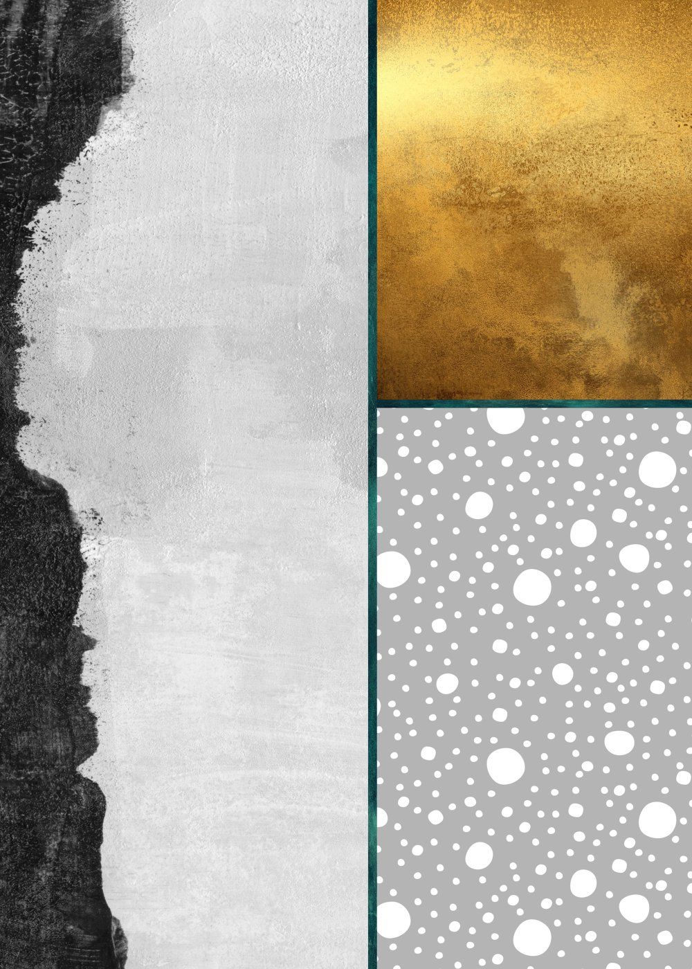 Konten Collage Hitam Putih dengan Border Emas dan Hitam