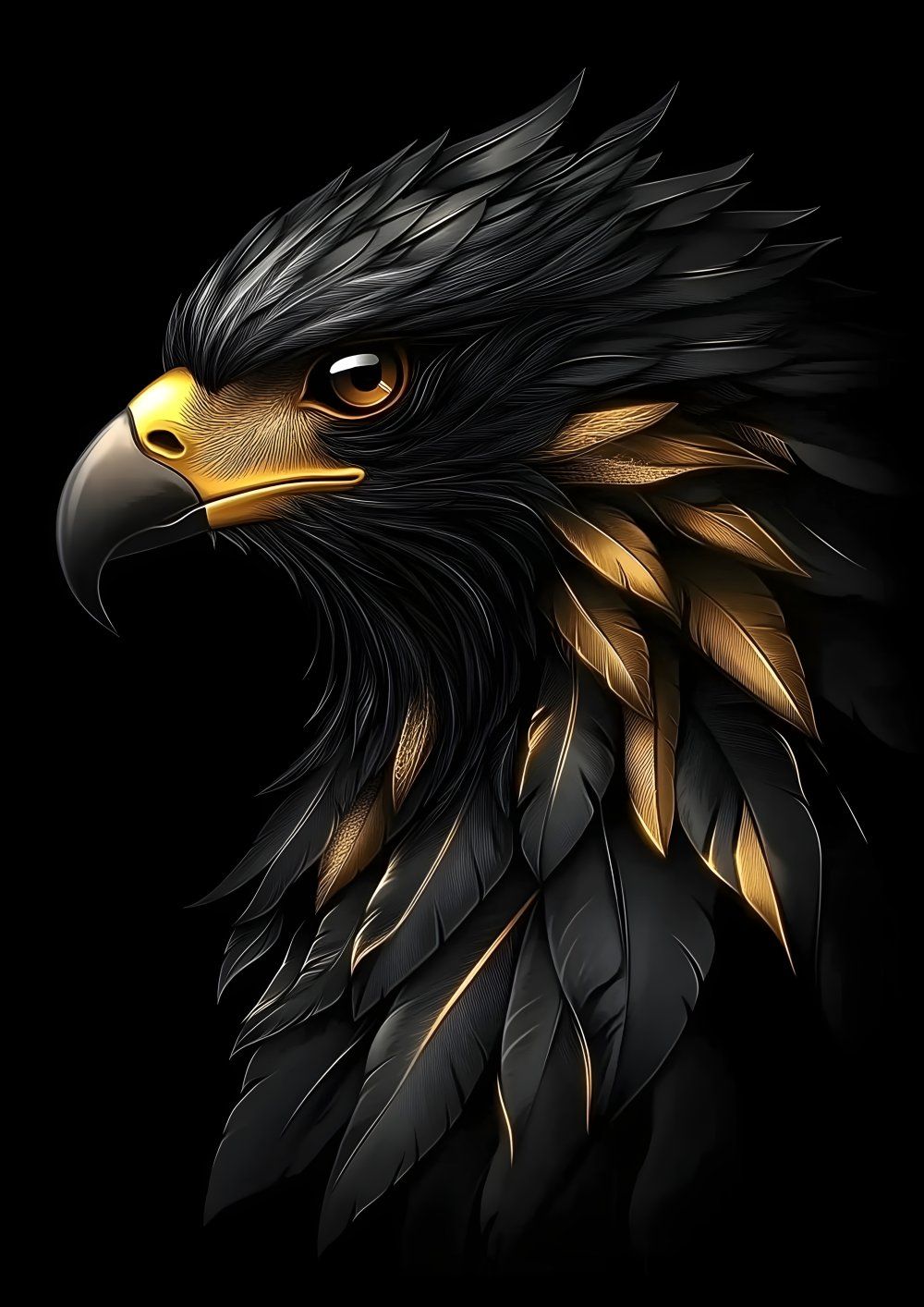 Konten Eagle Stylisasi dengan Warna Hitam dan Emas