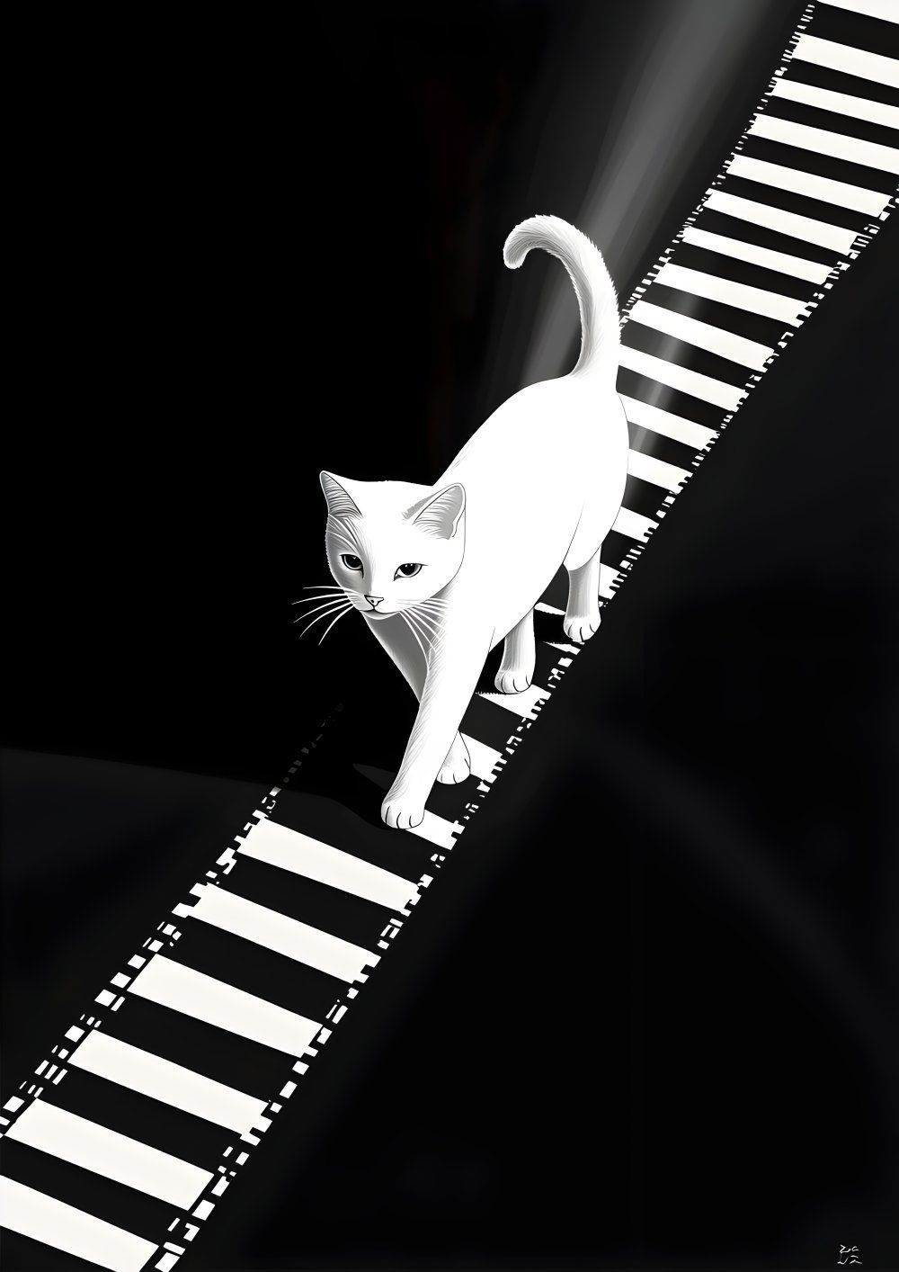 Konten Kucing di atas Piano