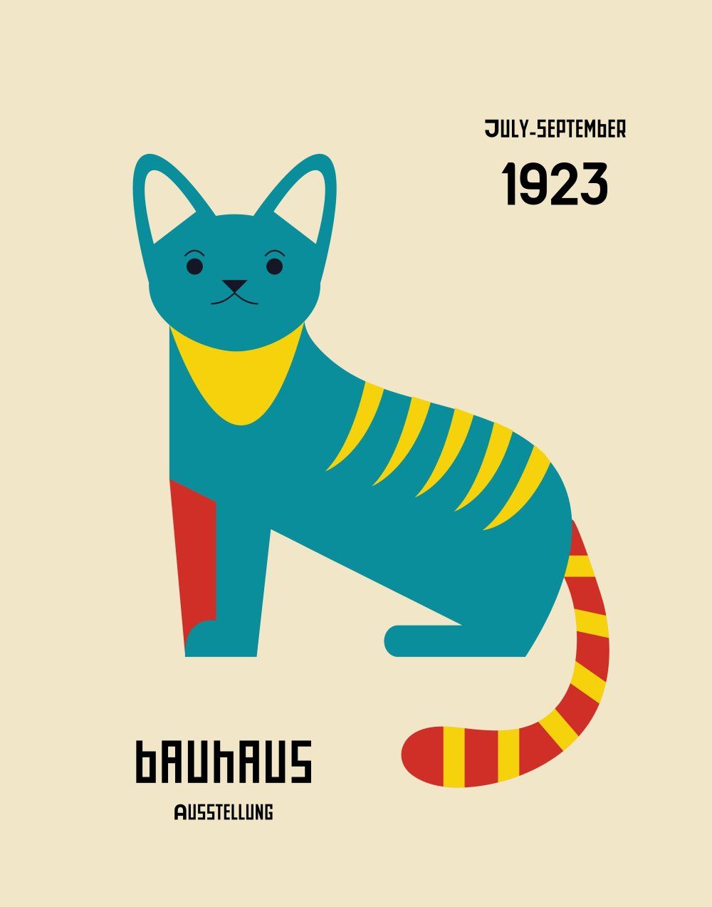 Konten Kucing Stylisasi Bauhaus