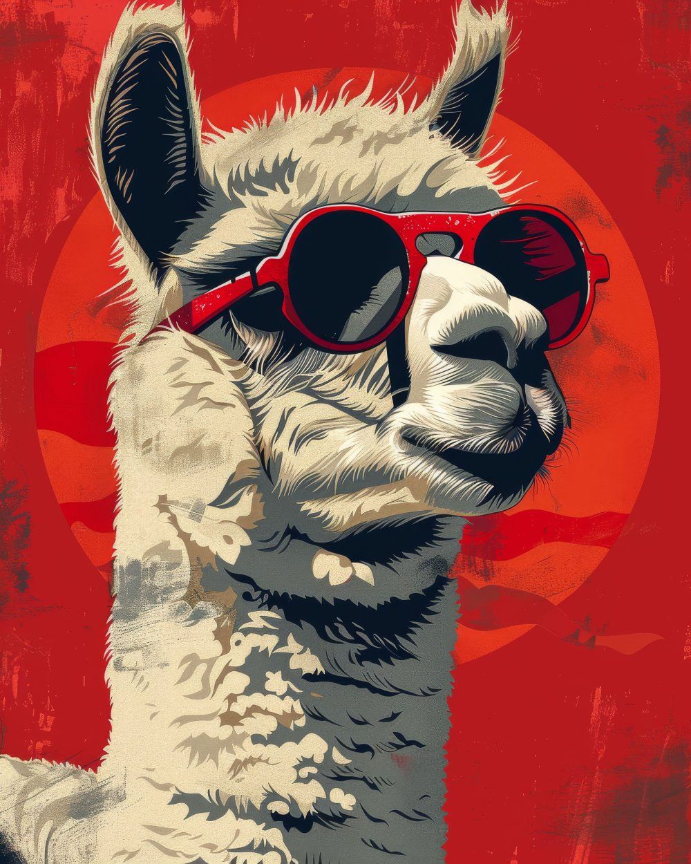 Konten Llama dengan Sunglasses