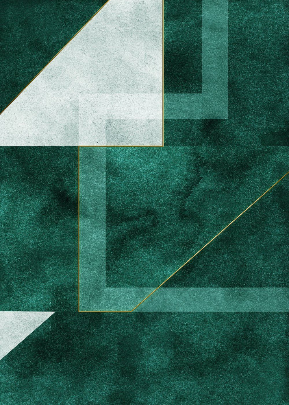 Konten Rug Geometris Hijau dan Putih