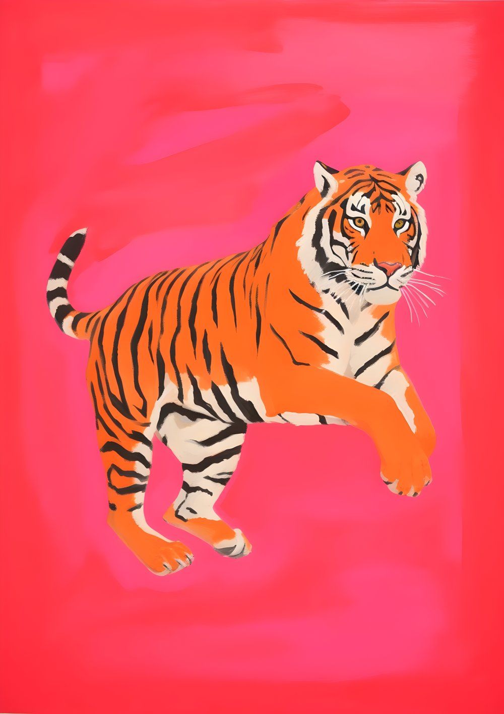 Konten Tiger pada Latar Belakang Pink