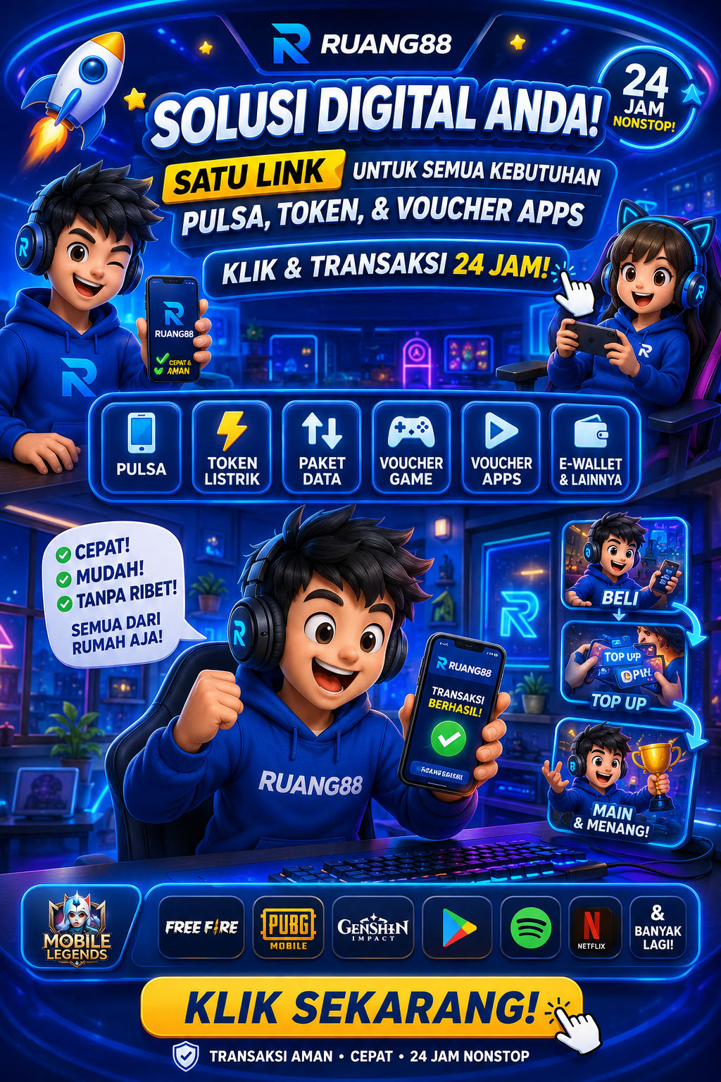 🚀 RUANG88 Solusi Digital Anda! Satu Link untuk Semua Kebutuhan Pulsa, Token, & Voucher Apps. Klik & Transaksi 24 Jam!image 1