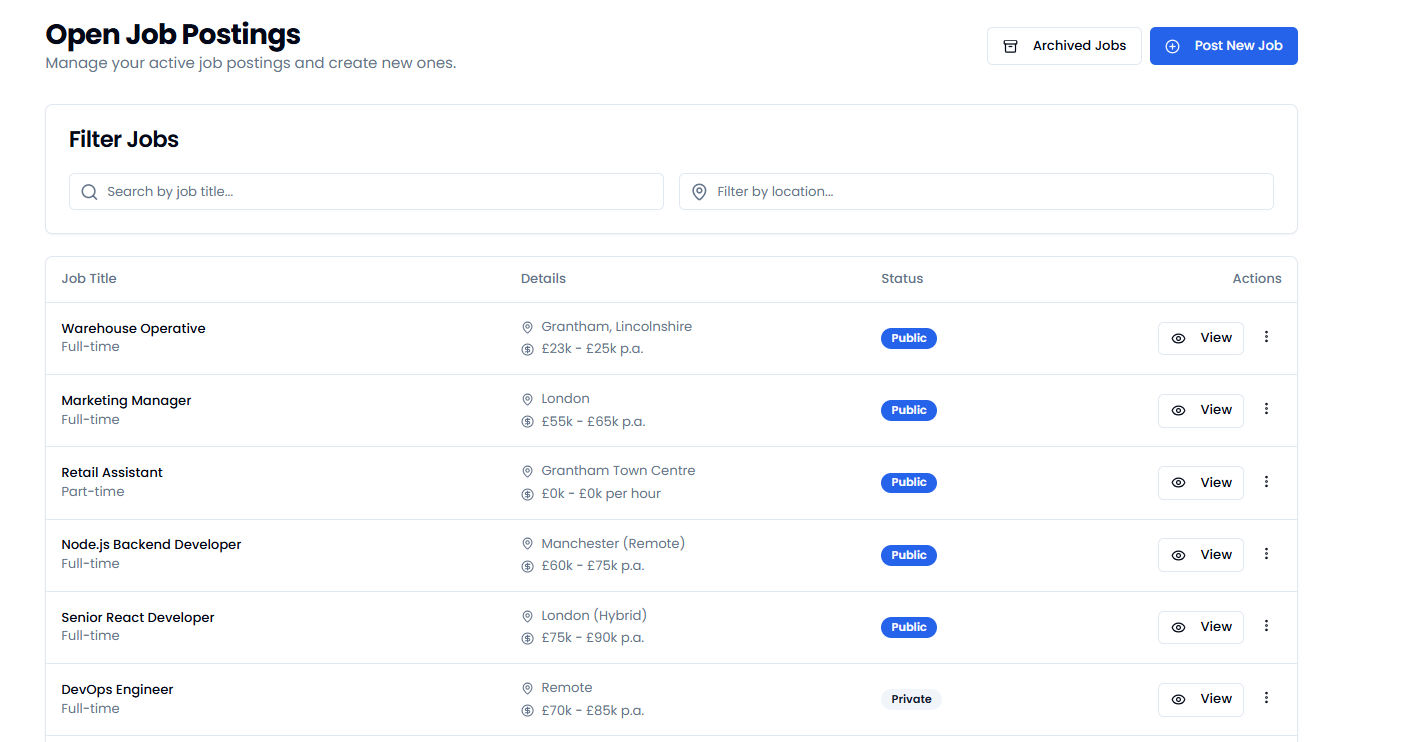 A form for creating a new job posting.