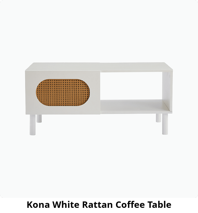 Kona White Rattan Coffee Table