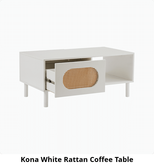 Kona White Rattan Coffee Table