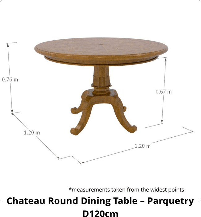 Chateau Round Dining Table – Parquetry D120cm