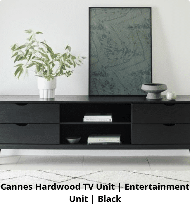 Cannes Hardwood TV Unit | Entertainment Unit | Black