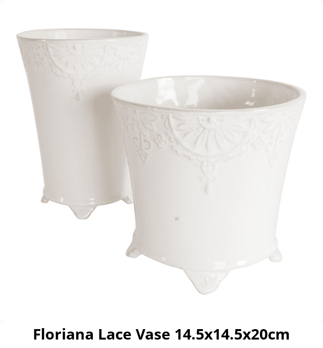 Floriana Lace Vase 14.5x14.5x20cm