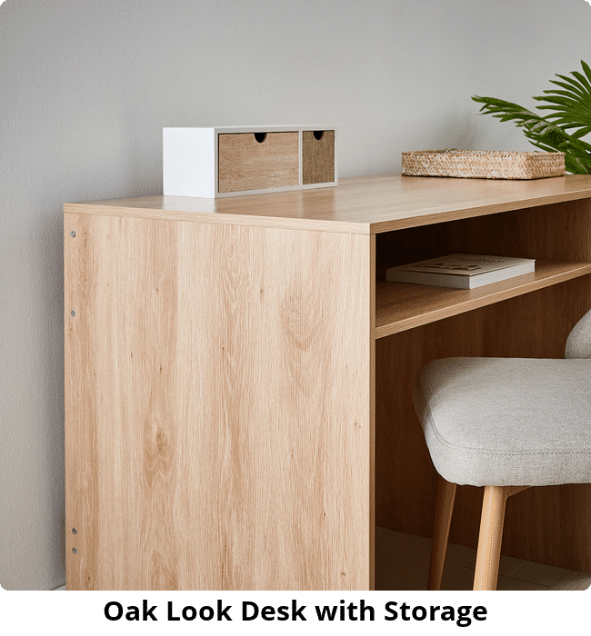 Oak Look Desk with Storage