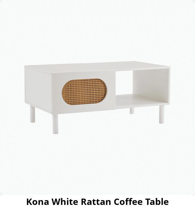 Kona White Rattan Coffee Table