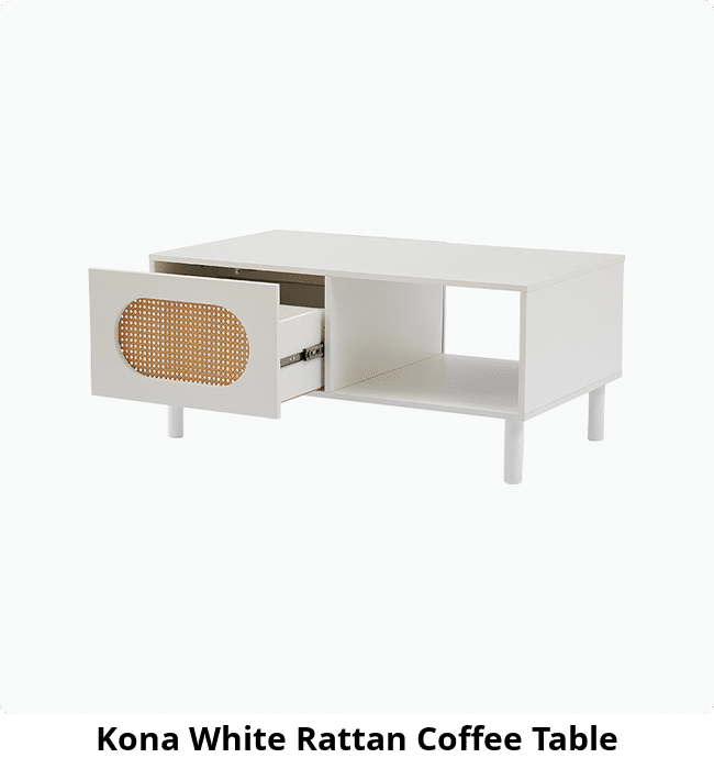 Kona White Rattan Coffee Table