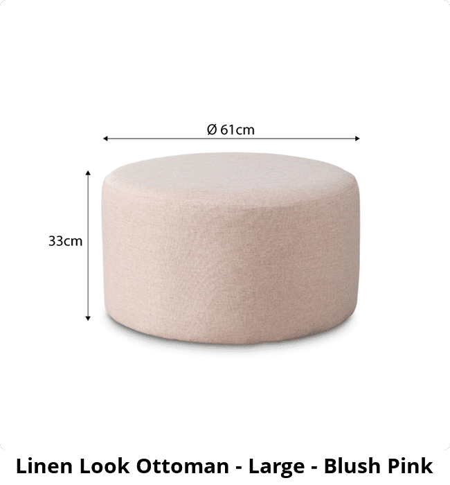 Linen Look Ottoman - Large - Blush Pink