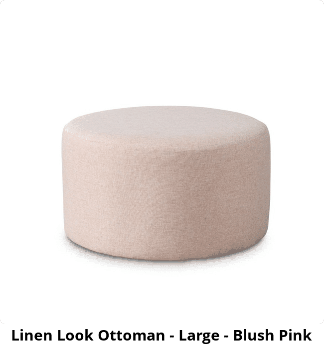 Linen Look Ottoman - Large - Blush Pink