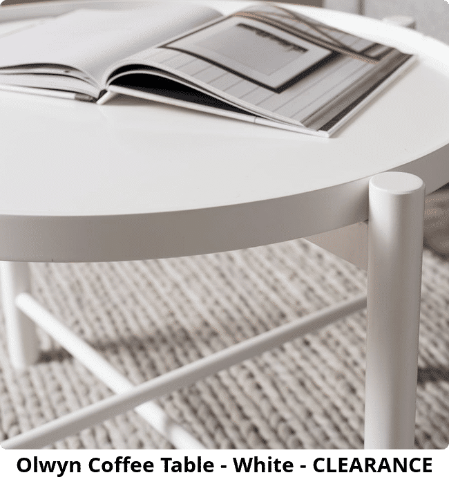 Olwyn Coffee Table - White - CLEARANCE