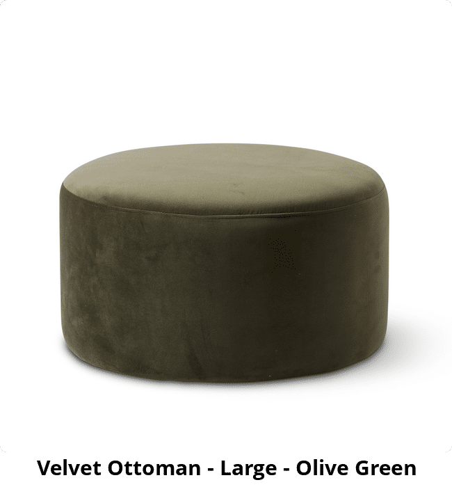 Velvet Ottoman - Large - Olive Green