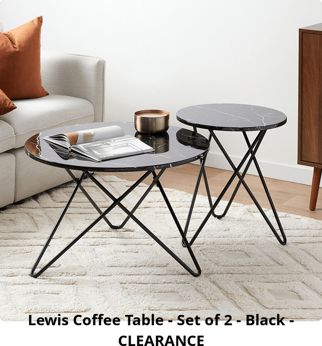 Lewis Coffee Table - Set of 2 - Black - CLEARANCE