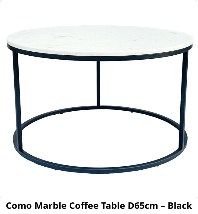 Como Marble Coffee Table D65cm – Black