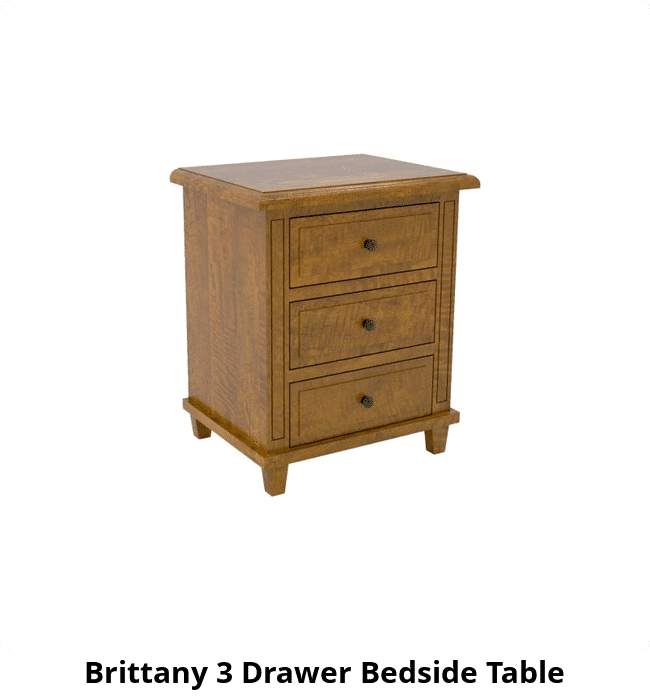 Brittany 3 Drawer Bedside Table