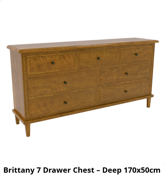 Brittany 7 Drawer Chest – Deep 170x50cm