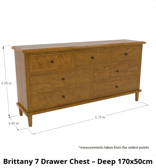 Brittany 7 Drawer Chest – Deep 170x50cm