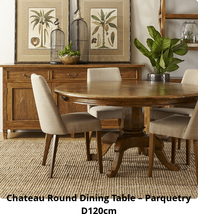 Chateau Round Dining Table – Parquetry D120cm