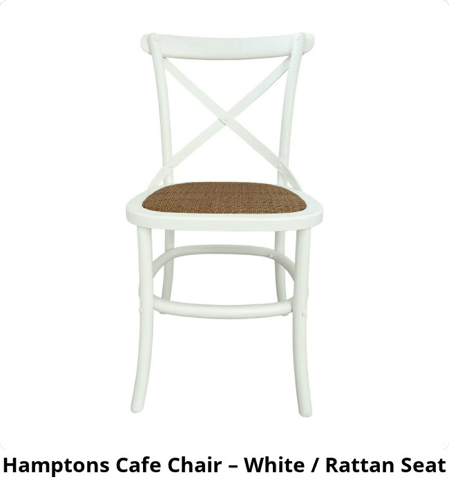 Hamptons Cafe Chair – White / Rattan Seat