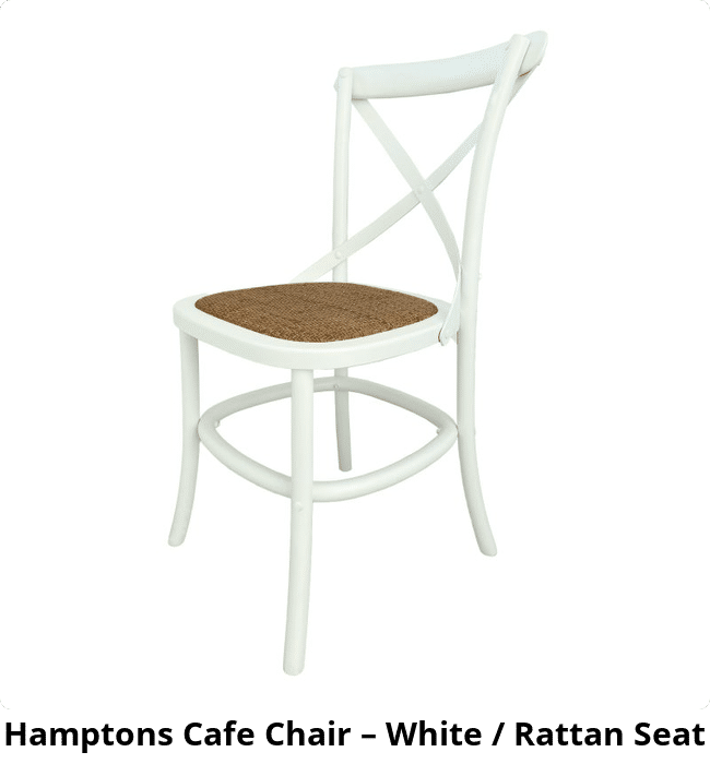 Hamptons Cafe Chair – White / Rattan Seat