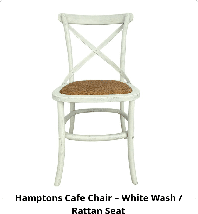 Hamptons Cafe Chair – White Wash / Rattan Seat