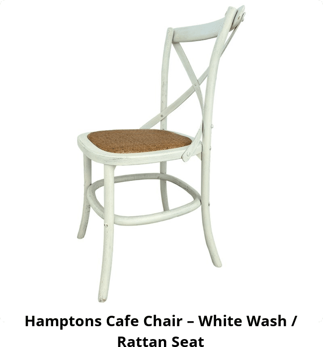 Hamptons Cafe Chair – White Wash / Rattan Seat