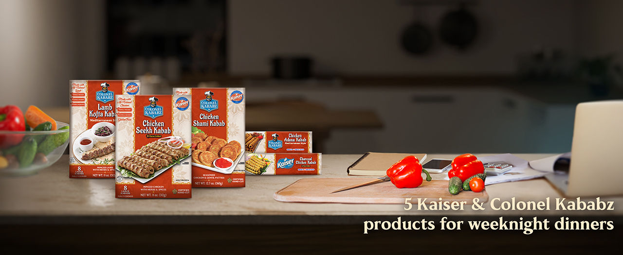 Quick and easy weeknight dinners, traditional Indian kebabs, Mediterranean kebabs, Kaiser and Colonel Kababz products