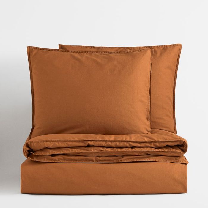 Double/king size cotton duvet cover set - Brown