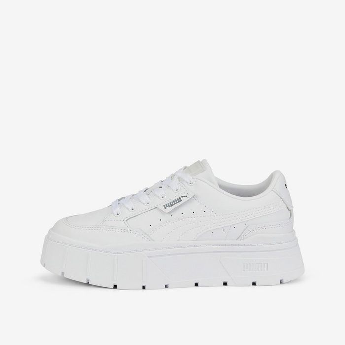 Bílé dámské kožené tenisky na platformě Puma Mayze Stack