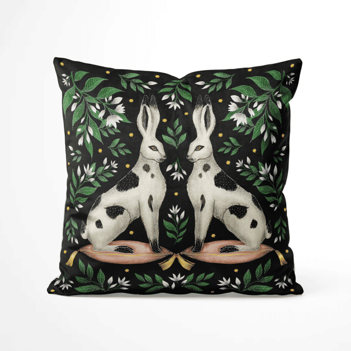 Pottery Rabbits Luxury Velvet Cushion