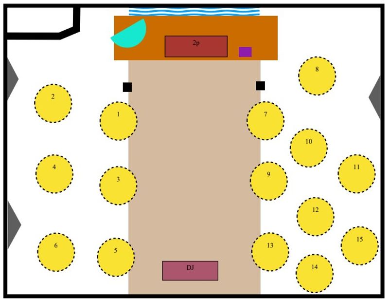 Venue map showing table layout