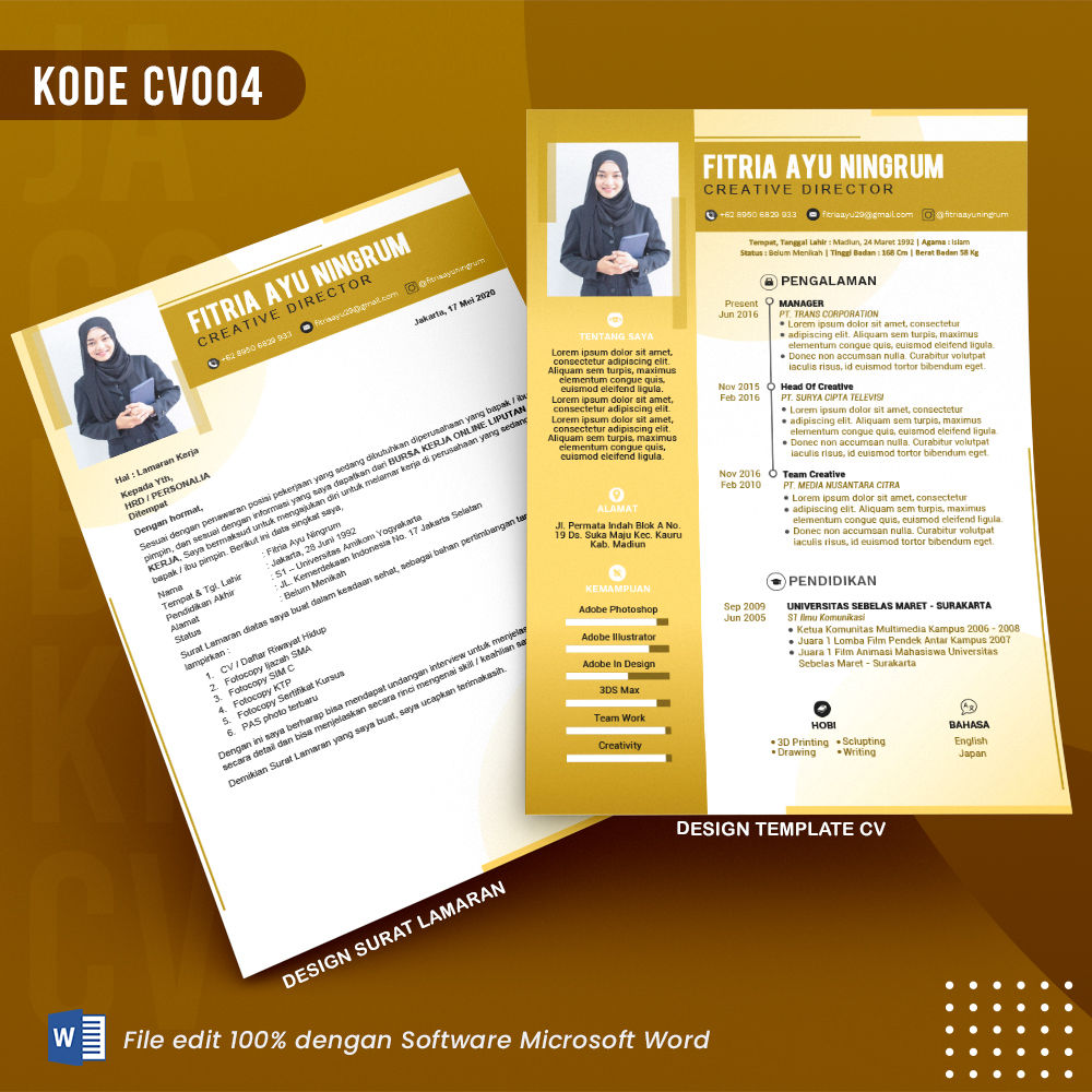 Template CV dan Surat Lamaran Kode 004