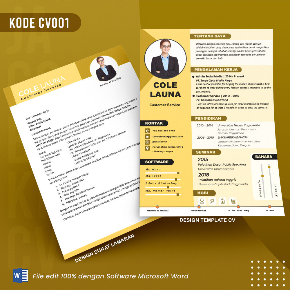 Template CV dan Surat Lamaran Kode 001