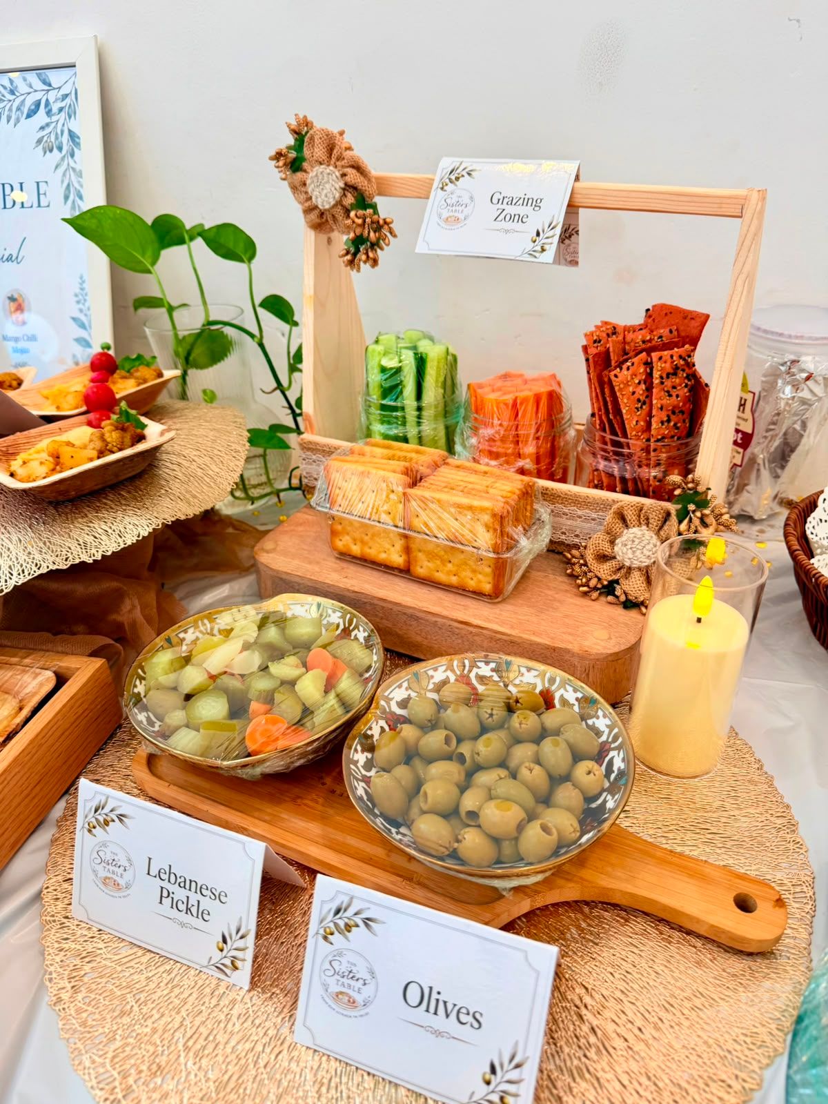 Mediterranean lunch spread mezze table