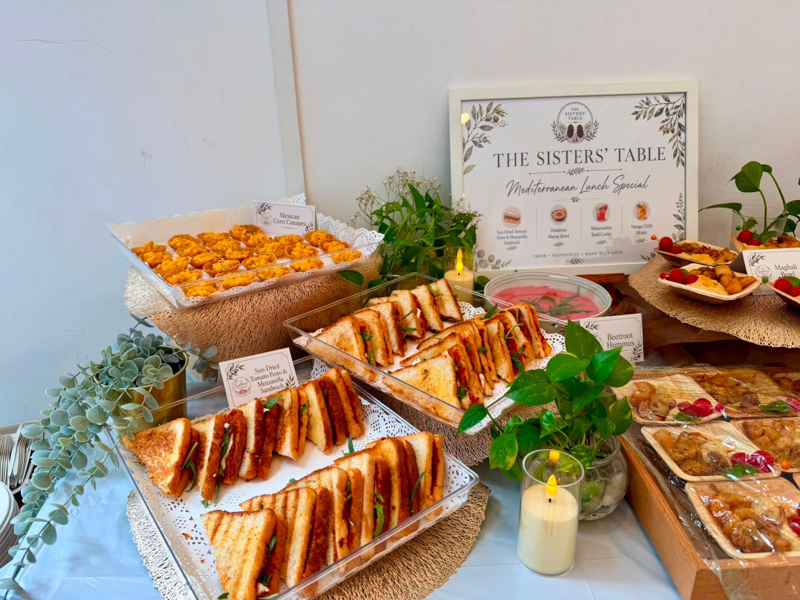 Mediterranean lunch celebration setup