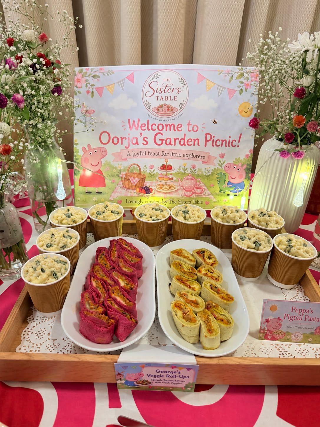 Peppa Pig inspired themed food display