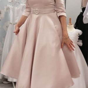 Mother of the bride/groom dress glasgow Dusty rose soft satin. Made to measure in Glasgow