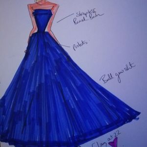 Electric blue strapless prom gown with pockets prom dress made to measure in Glasgow