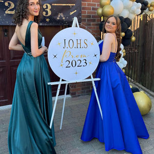 Forrest green satin crepe. Royal blue mikado prom dresses. Made to measure in Glasgow