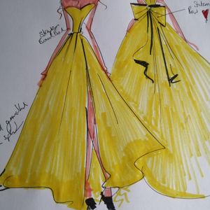 Yellow satin prom ballgown made to measure in Glasgow